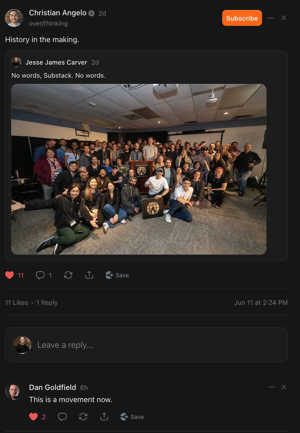 A 2026 summit attendee's social post