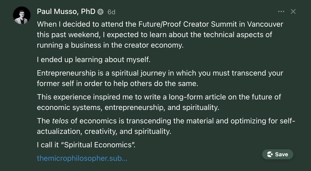 A 2026 summit attendee's social post