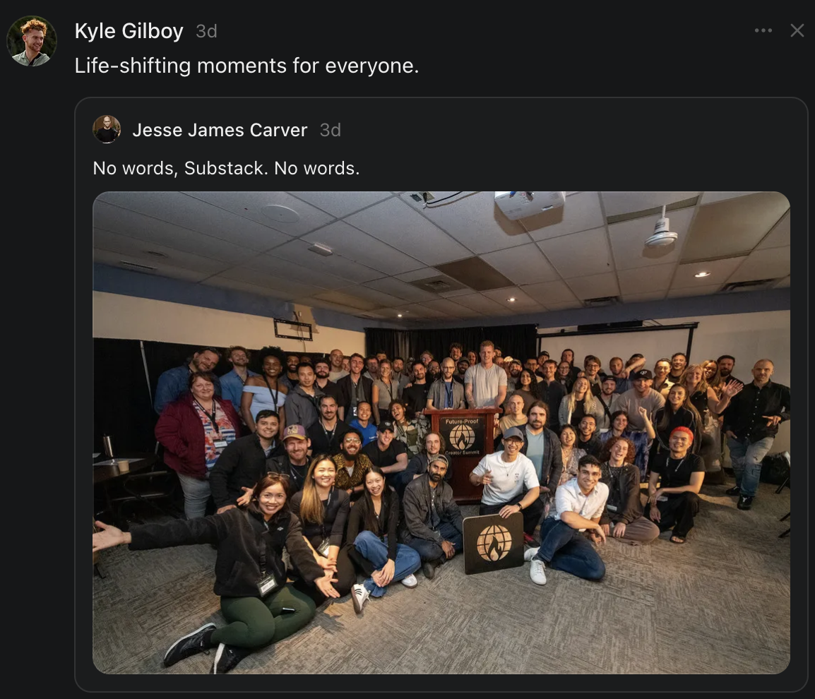 A 2026 summit attendee's social post