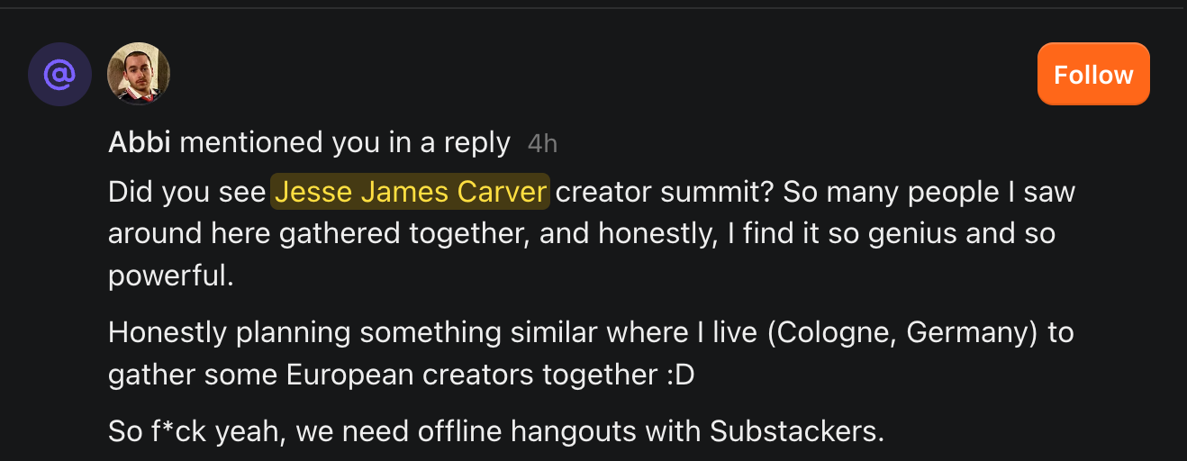 A 2026 summit attendee's social post