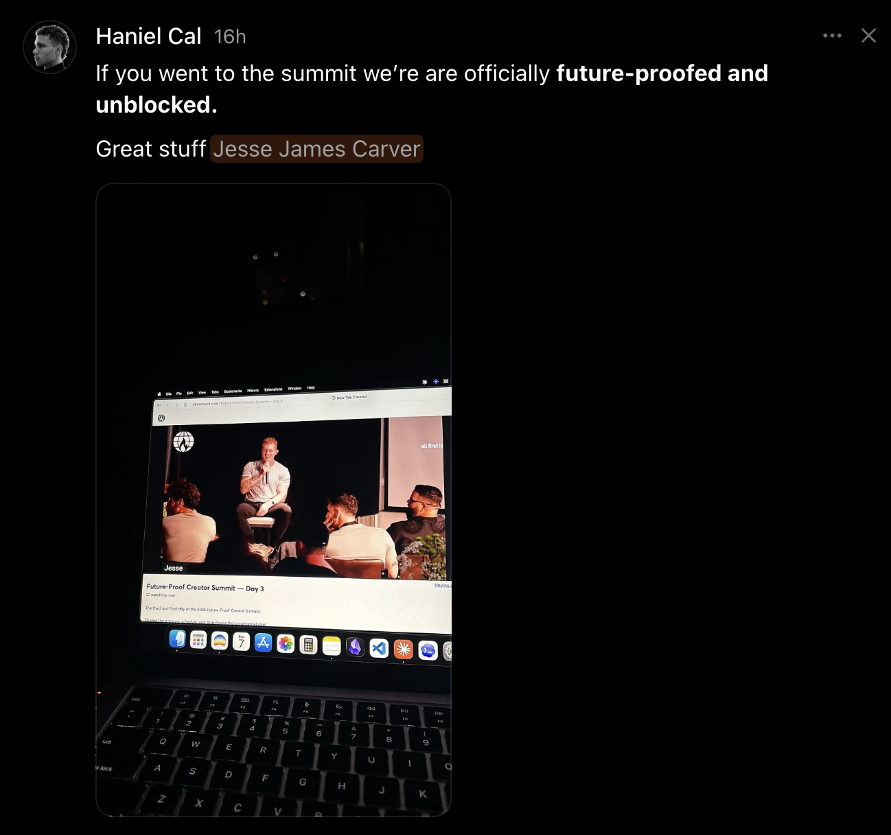 A 2026 summit attendee's social post